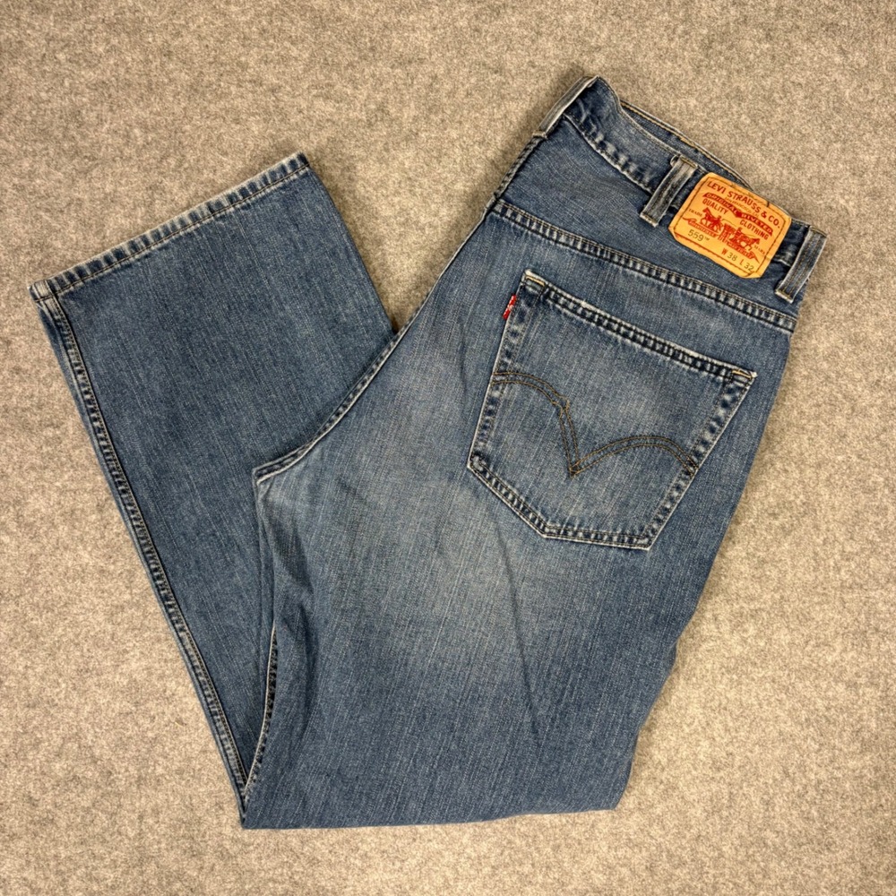 Levis 559 Relaxed Straight Jeans Mens 38x32 Medium Wash Blue Denim Pants